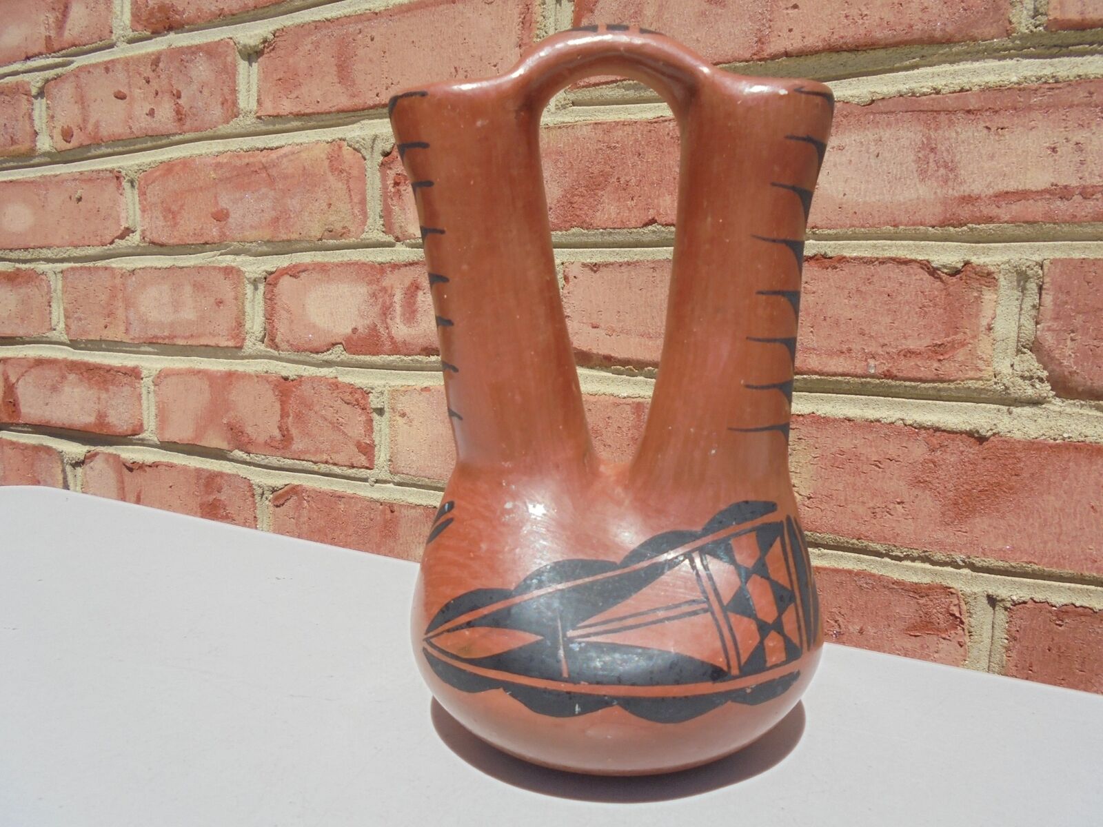 Vintage Santo Domingo Pueblo Pottery Large Wedding Vase 8\