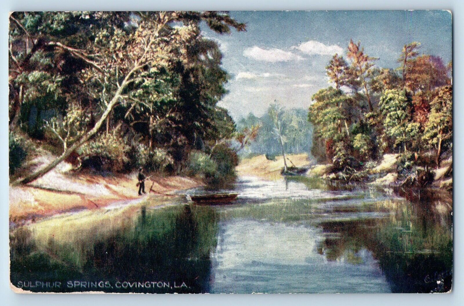 Covington Louisiana Postcard Sulphur Springs River Lake c1910 Raphael Tuck Sons