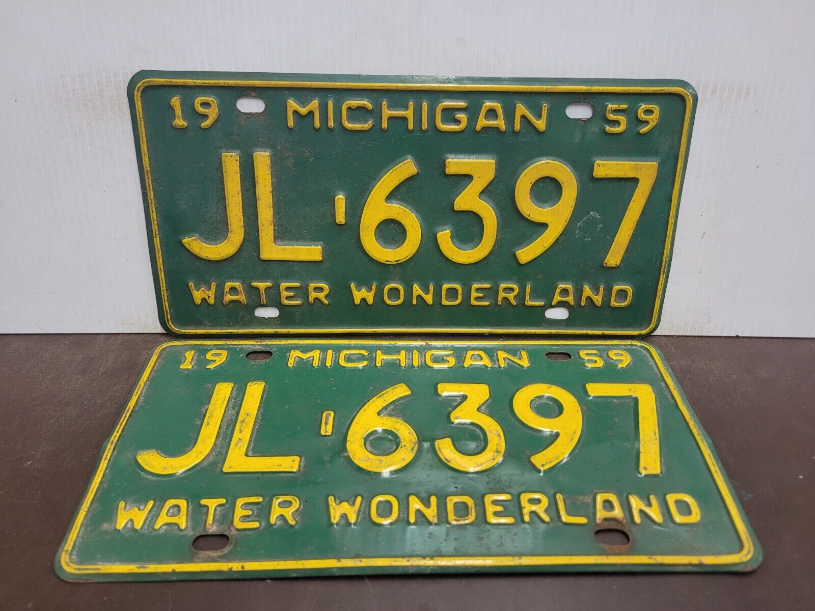 PAIR 1959 1960 1961 Michigan  License Plate Tag