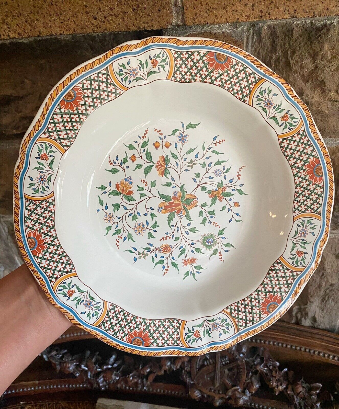 Gien France 18th Century Design Plate Rouen Su Sainfoin Dinner Dish Decor Collec