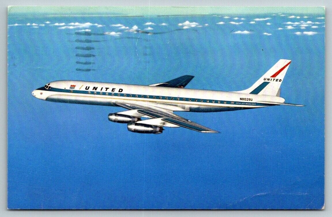 1968  United Air Lines  DC-8    Postcard