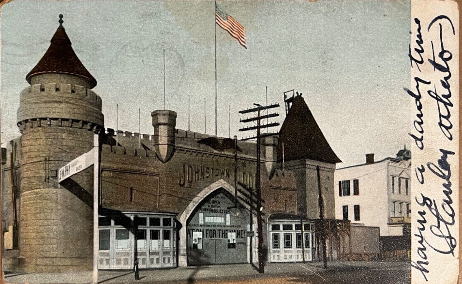 Coney Island Johnstown Flood Theater Building New York Antique Postcard c1900