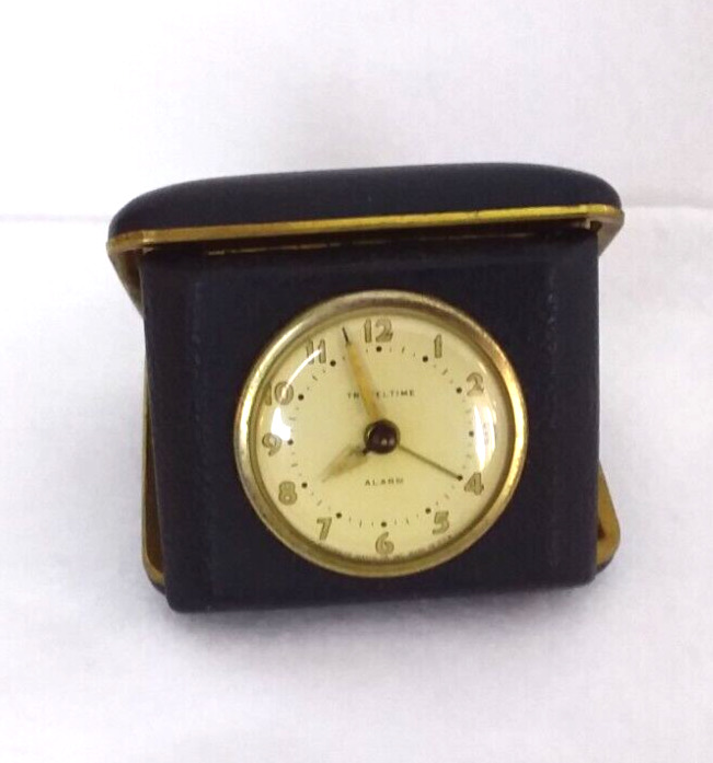 Travel Alarm Clock 4.5 inch Navy Blue Case Travel Time Works Everbright Watch Co