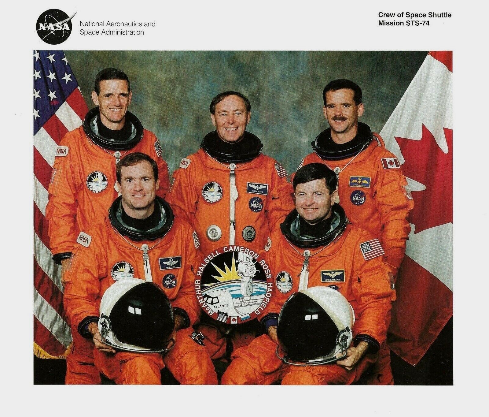 STS-74  MISSION CREW NASA OFFICIAL RELEASED 8 X 10 LITHO