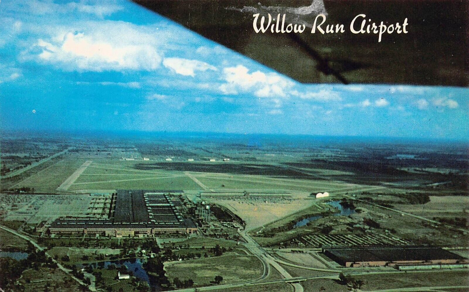 Ypsilanti MI Michigan Willow Run Airport Aviation B-24 Liberator Vtg Postcard B4