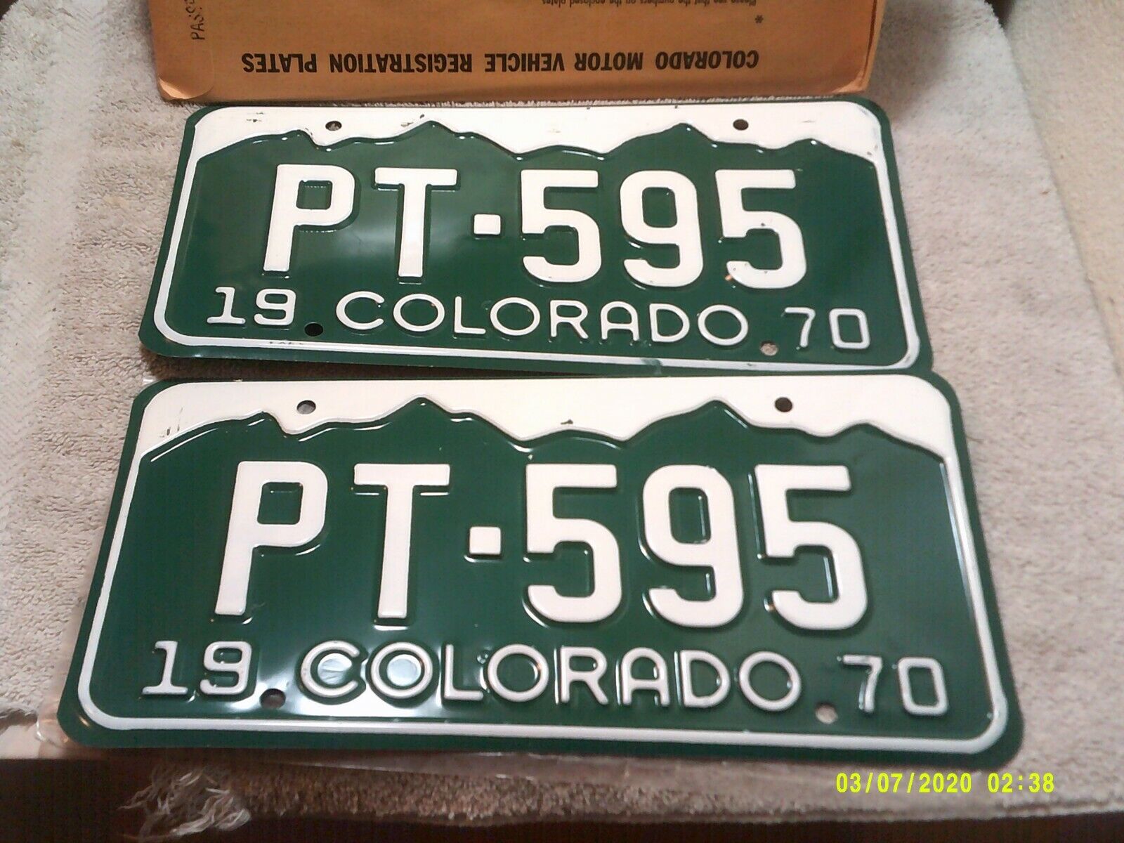  1970 Colorado License Plates PASSENGER VARIOUS NUM.  RAT ROD PAIR NEW  MAN CAVE