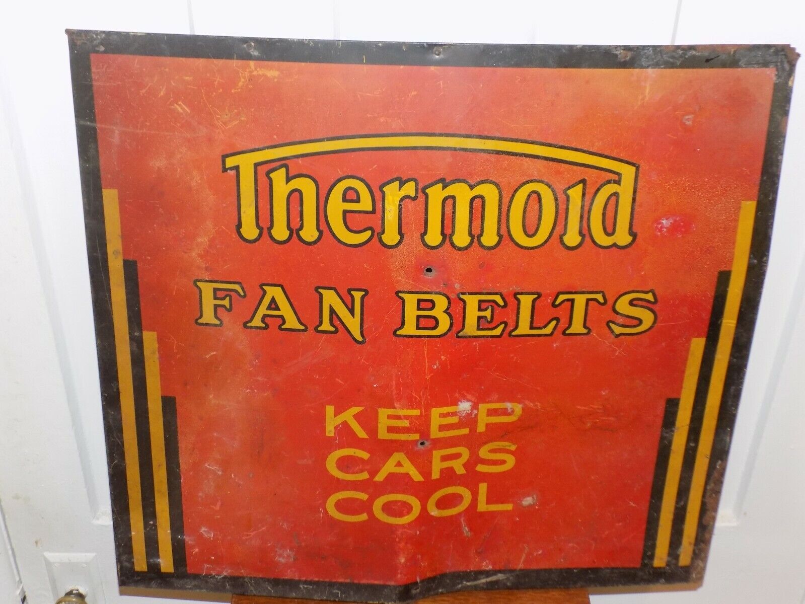Vintage Thermold Fan Belts Keep Cars Cool Metal Sign