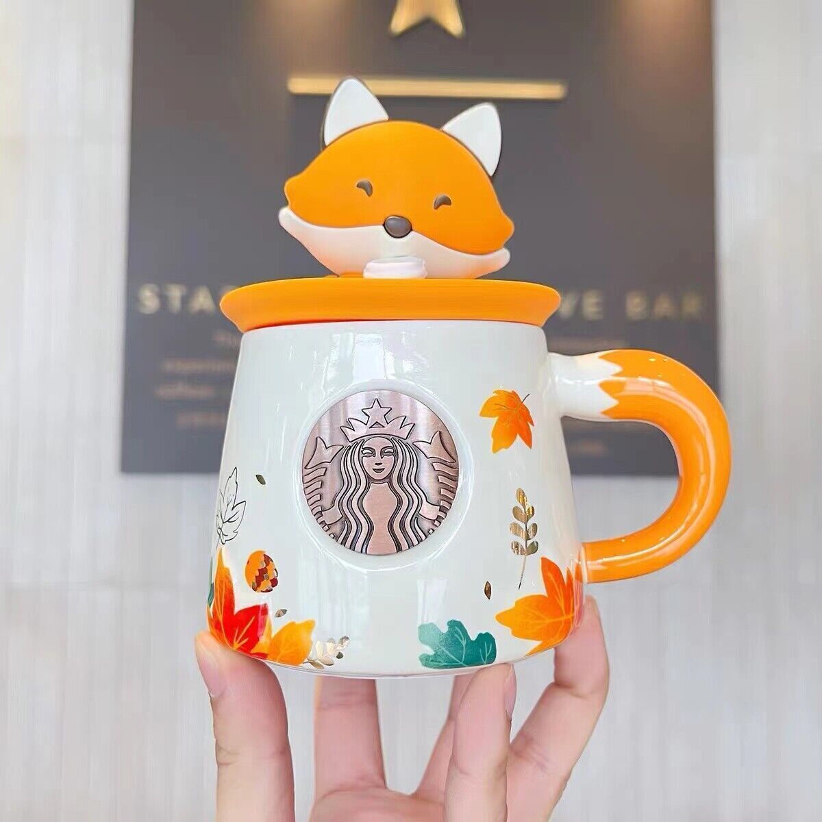 Authentic Starbucks Mushroom Glass Cup & Peach Blossom Topper Pink Siren 19Oz