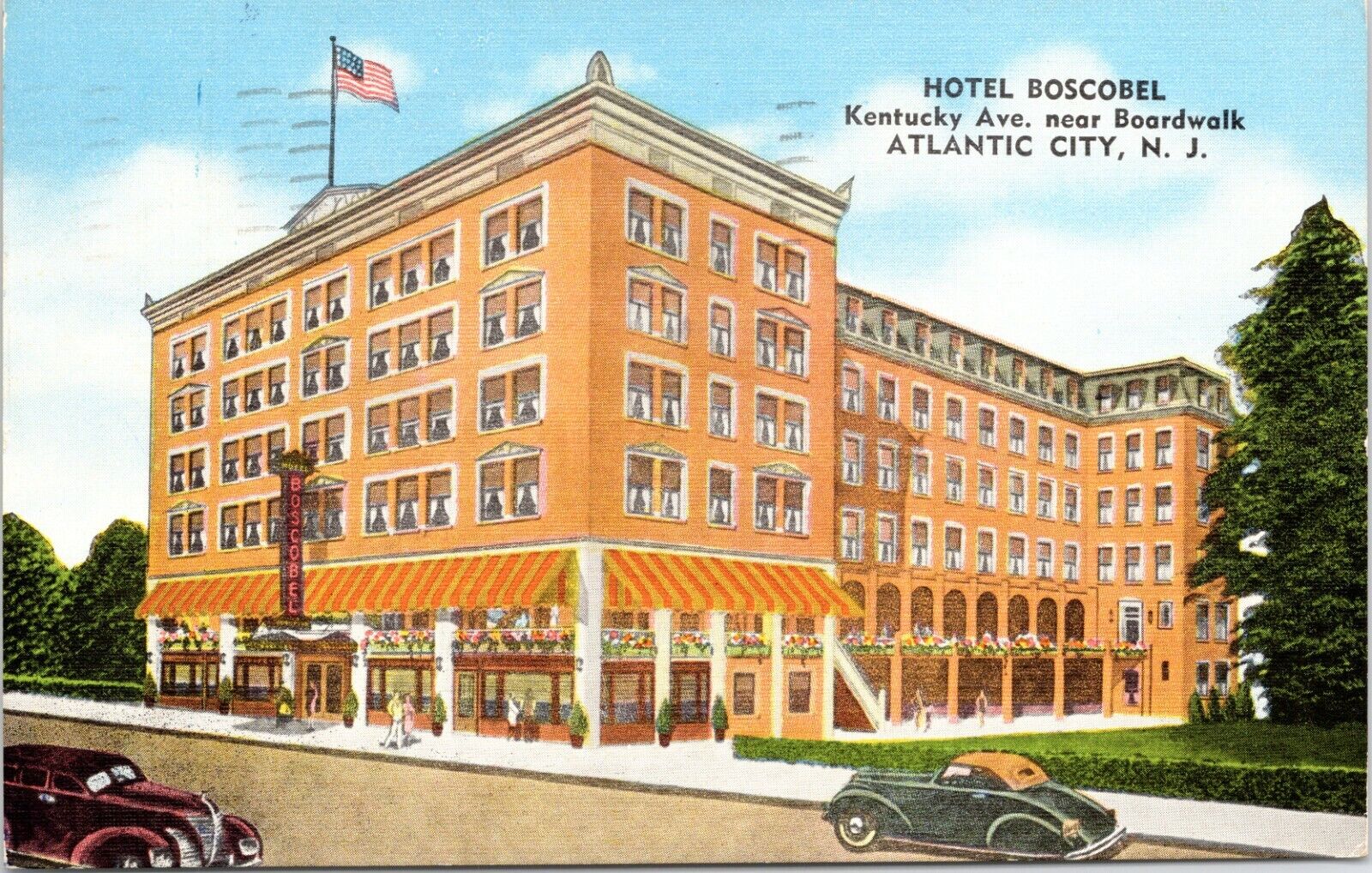 C1952 Atlantic City NJ RITZ HOTEL BOSCOBEL Classic Cars New Jersey Postcard 634