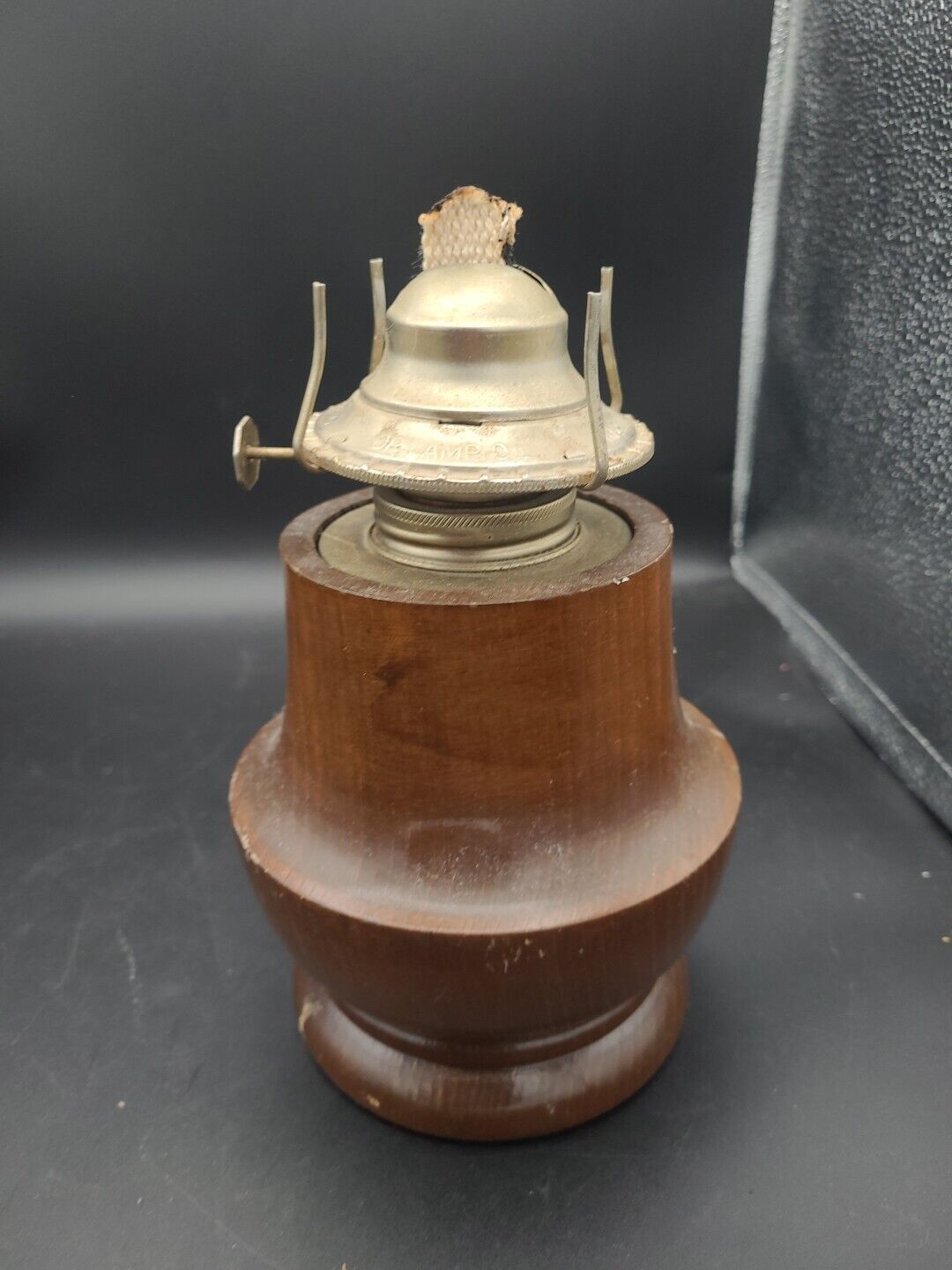Vintage Wood Oil Lamp Base Removable Tiki Retro