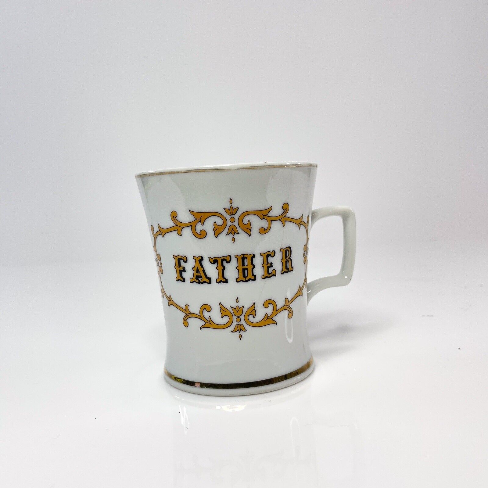 Vintage Coffee Mug - Father is Happiness White/Gold - Tea Collectable Art Retro