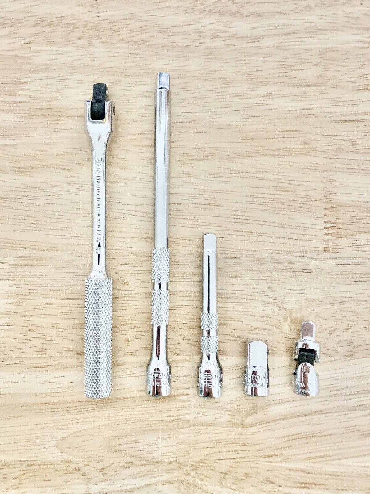 PROTO 5 Tools, 1/4” Drive Breaker Bar, Universal, 3” + 6” Extensions, 3/8” Adapt