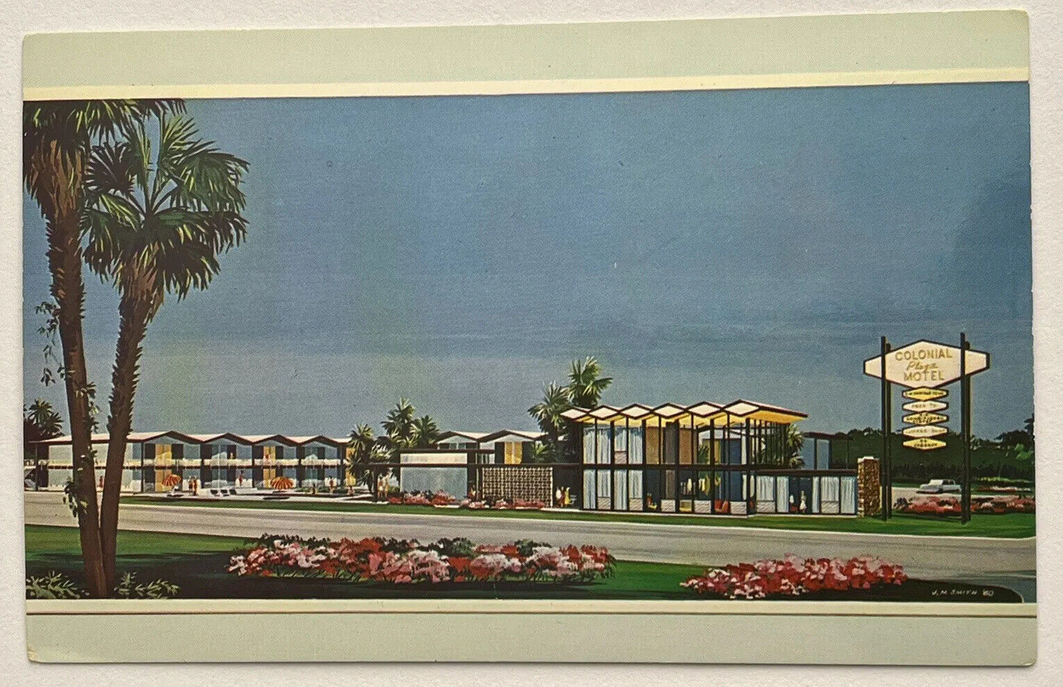 Orlando Florida Colonial Plaza Motel Hotel Vintage Chrome Postcard c1950