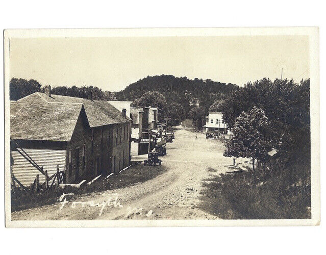 c1900 Forsyth Missouri Street View Old Cars Hotel Store RPPC Real Photo Postcard