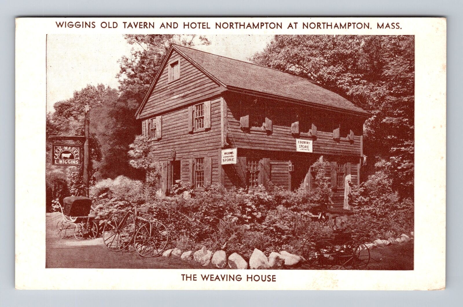 Northampton MA-Massachusetts, Wiggins Old Tavern & Hotel, Vintage Postcard