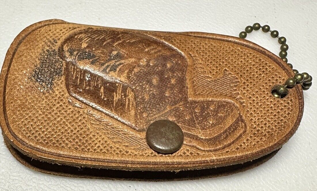Vintage Goshen Indiana Dutch Maid Bakery Bread Food Advertising Leather Keychain