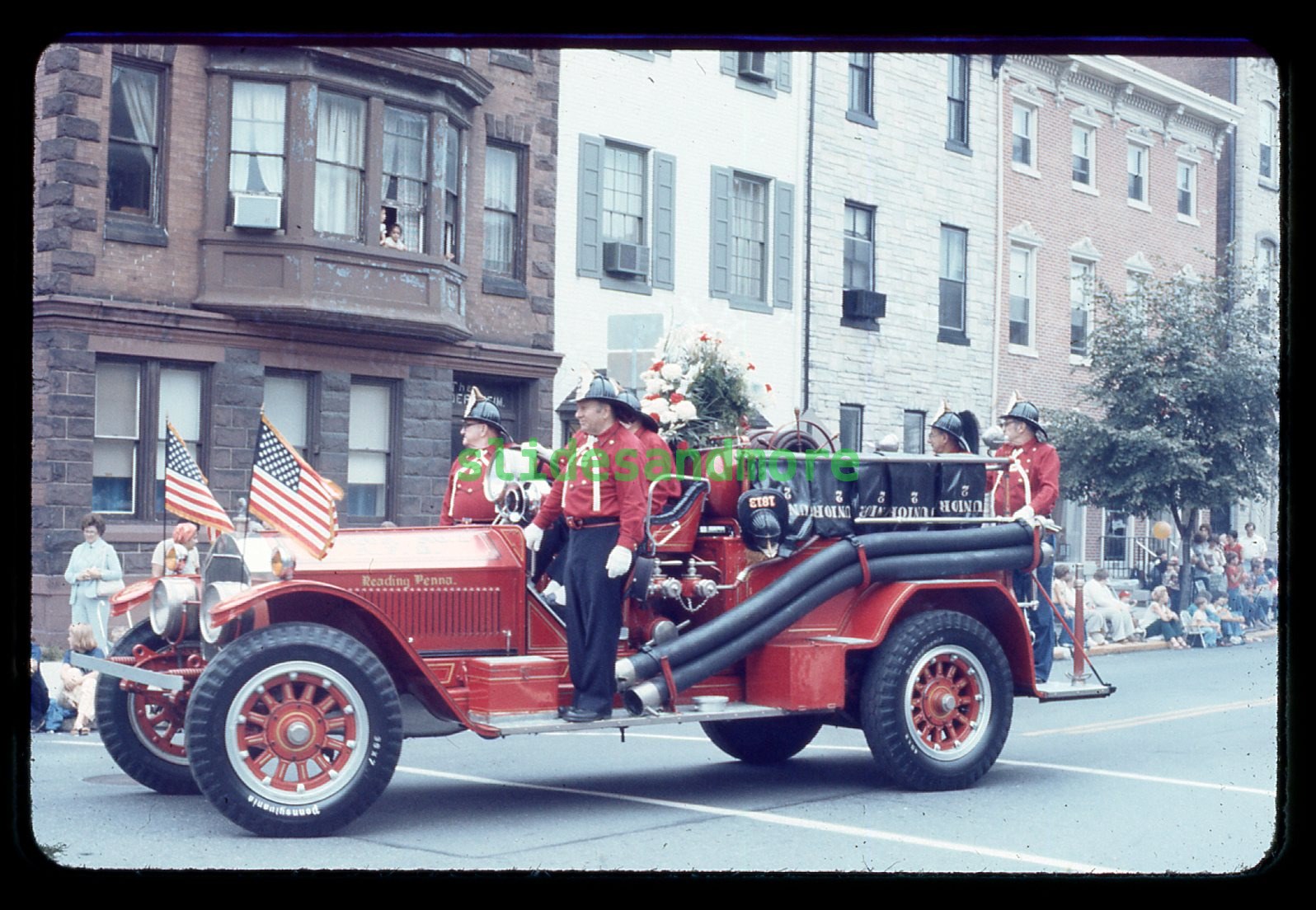 1979 Original Slide - Fire Truck Apparatus Parade - Reading PA Pennsylvania