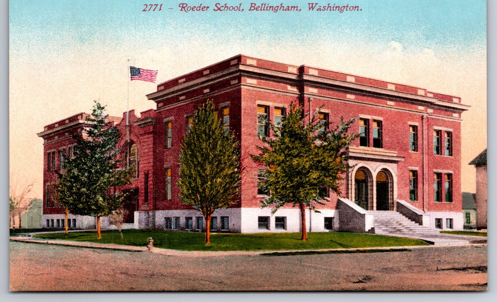 Bellingham Washington~Roeder School Street View~Pub Ed Mitchell Vintage Postcard