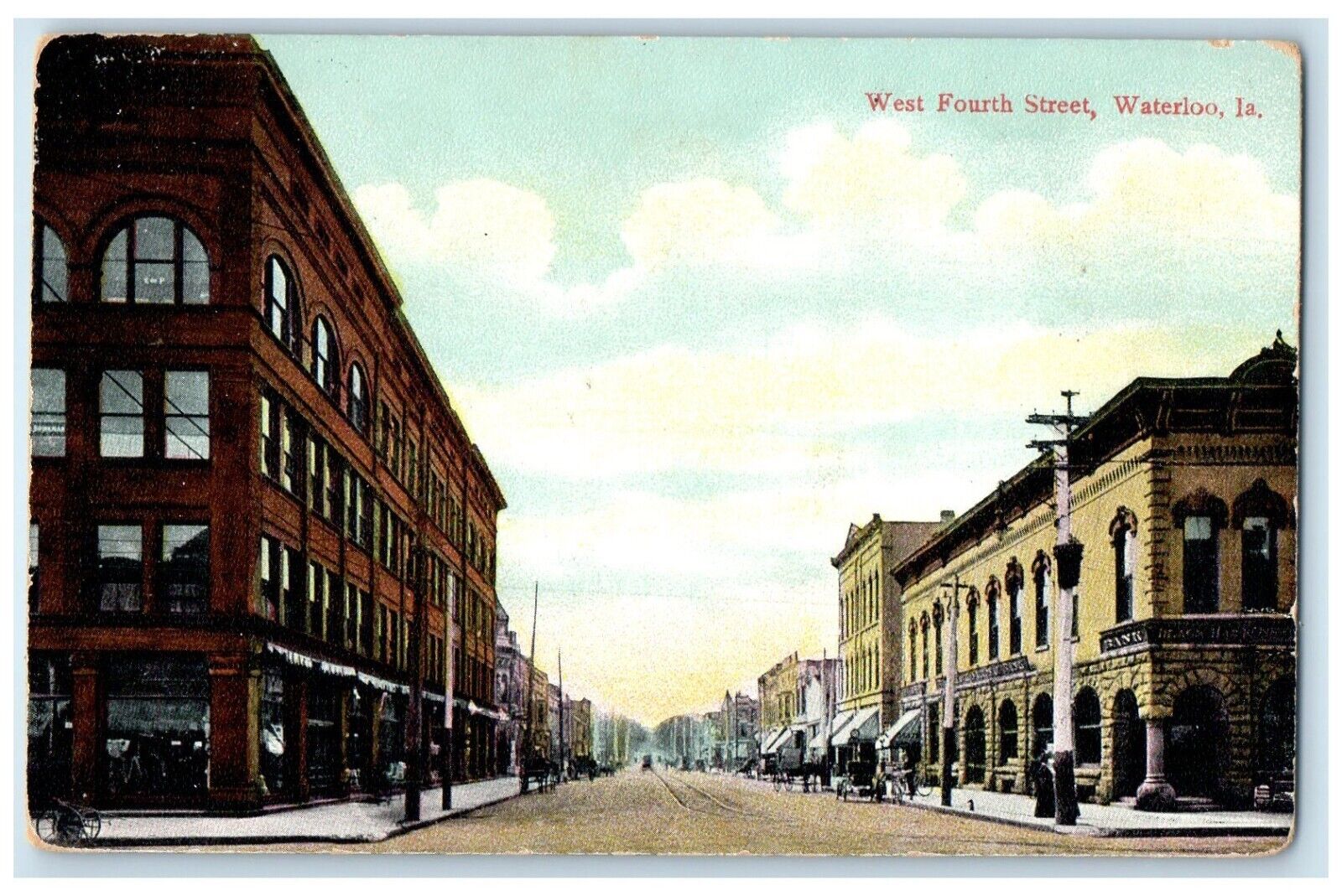 c1910 West Fourth Street Exterior View Building Waterloo Iowa Vintage Postcard