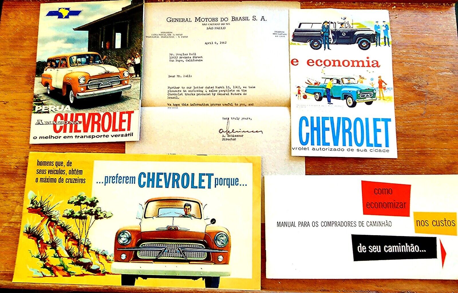 1962 Chevrolet Truck 4 COLOR Brochures a- Brazil - Spanish - Excellent Condition