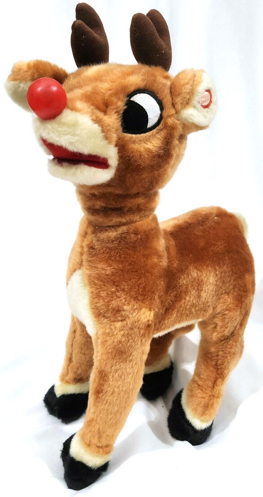 Gemmy RUDOLPH the Red Nosed REINDEER animated plush sings nose lights head turns