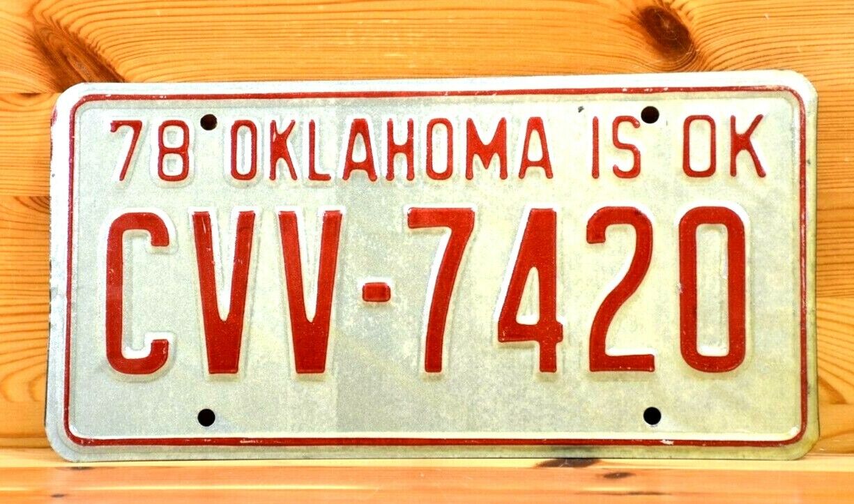 420 Oklahoma 1978 Vintage Expired Plate 'CVV 7420' Pot Art Collectible