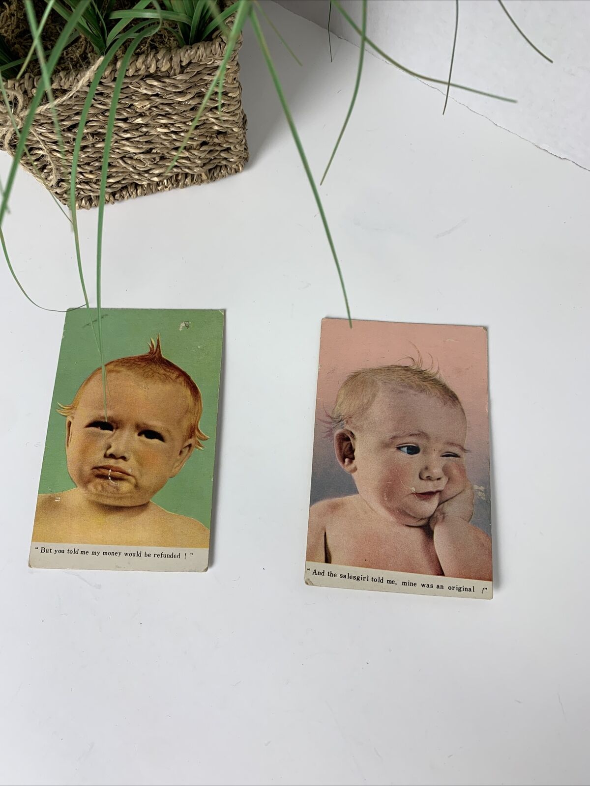 2 Vintage Baby Funny Saying Souvenir Postcard \