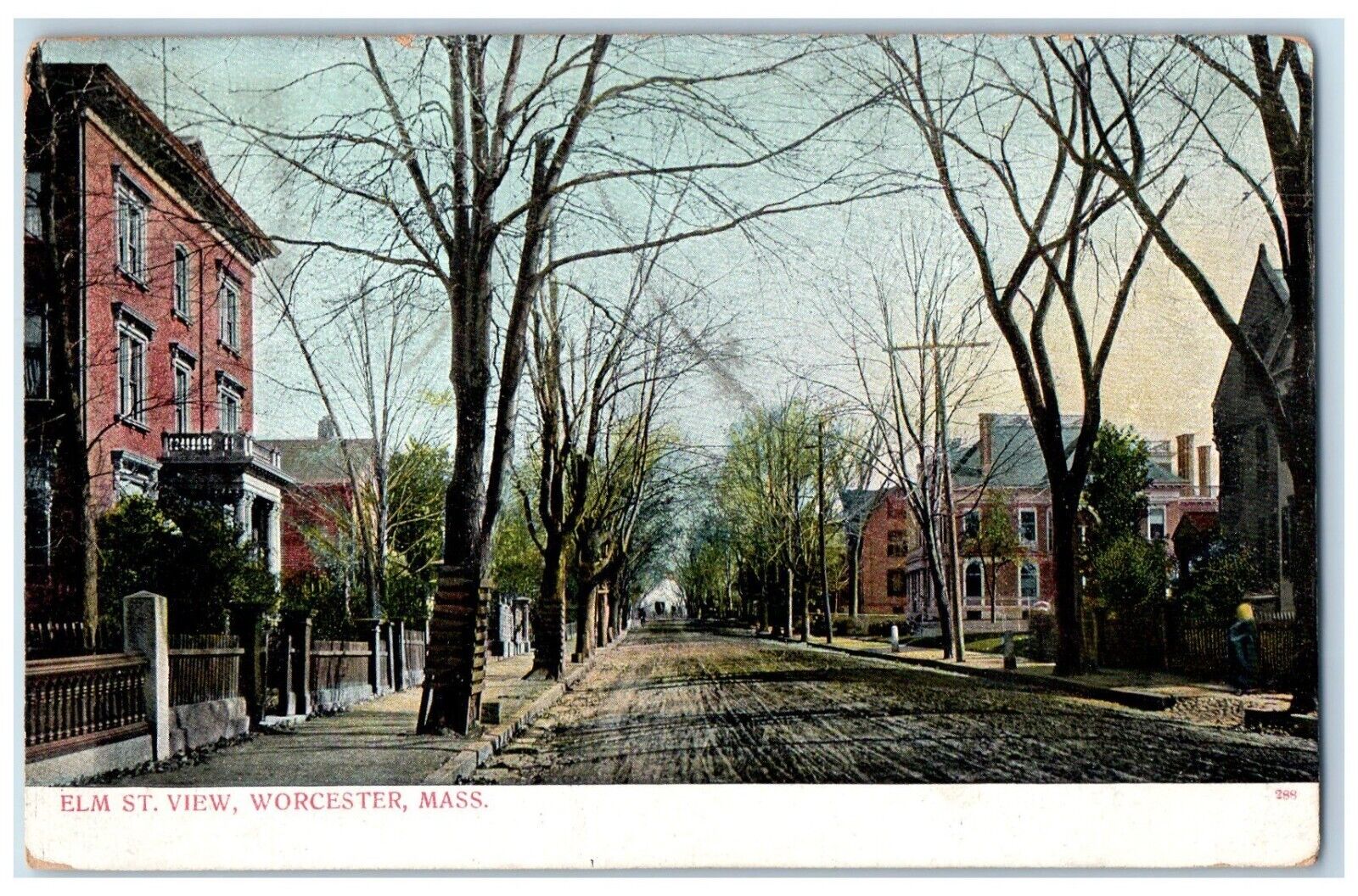 1908 ELM ST. View Dirt Road Worcester Massachusetts MA Posted Antique Postcard