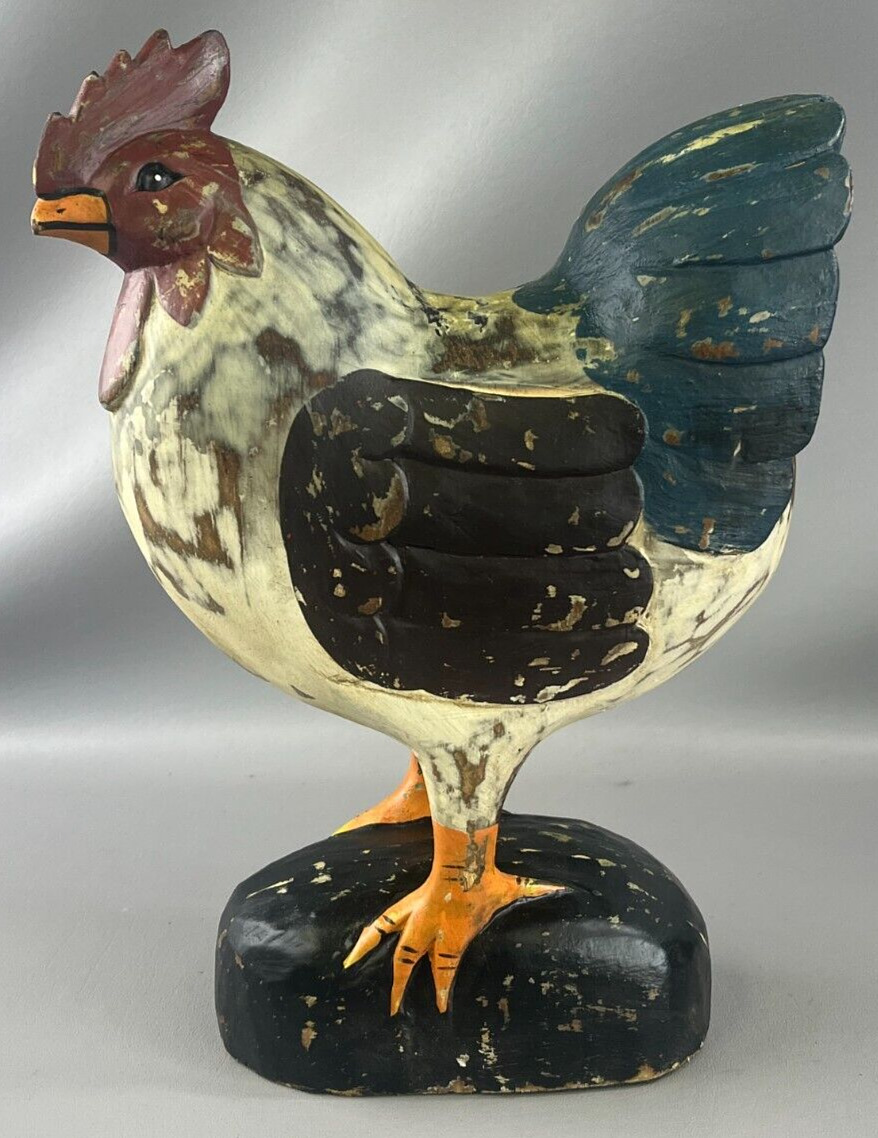 Vintage Hand Painted Wooden Rooster