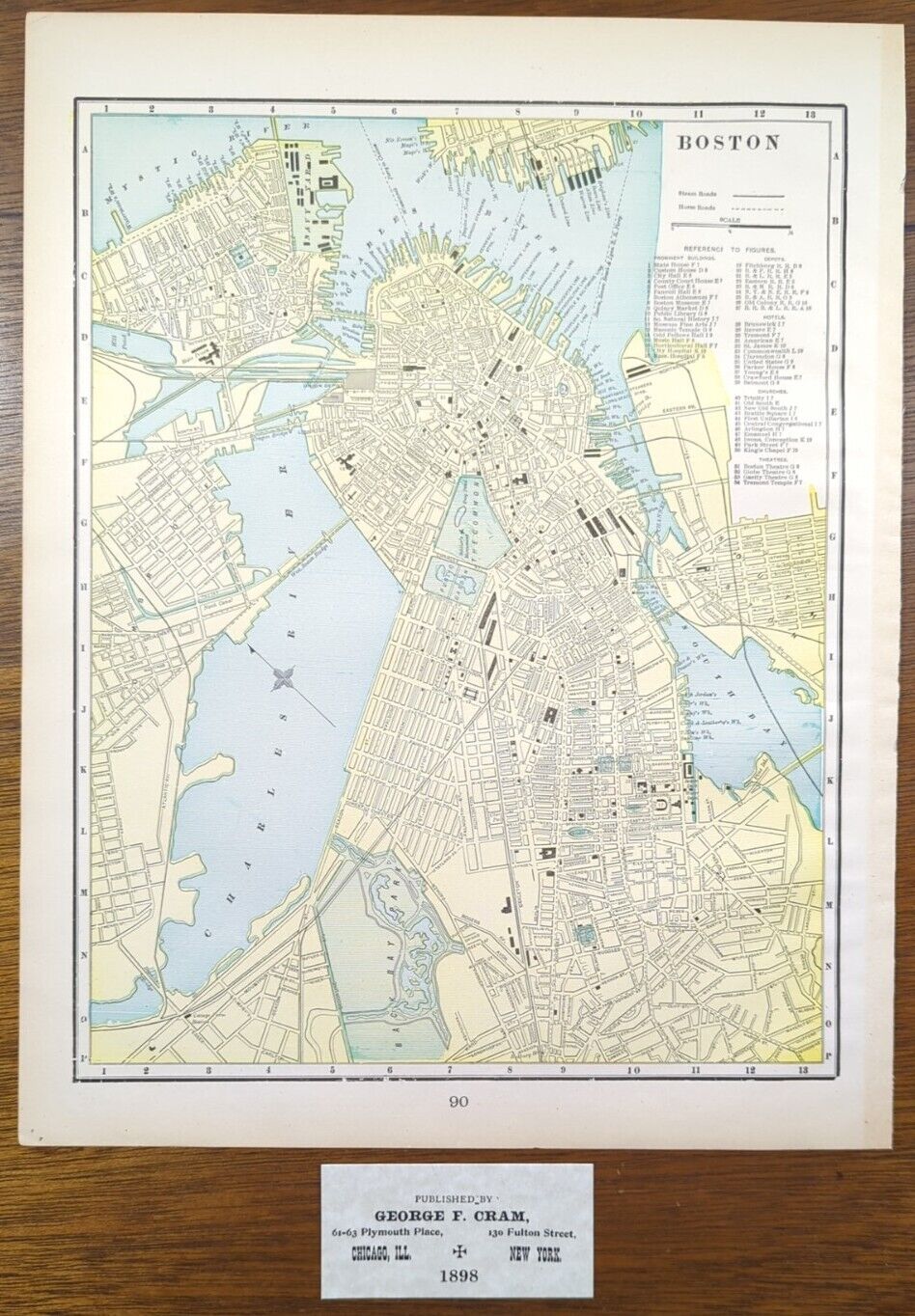 Vintage 1898 BOSTON MASSACHUSETTS Map 11