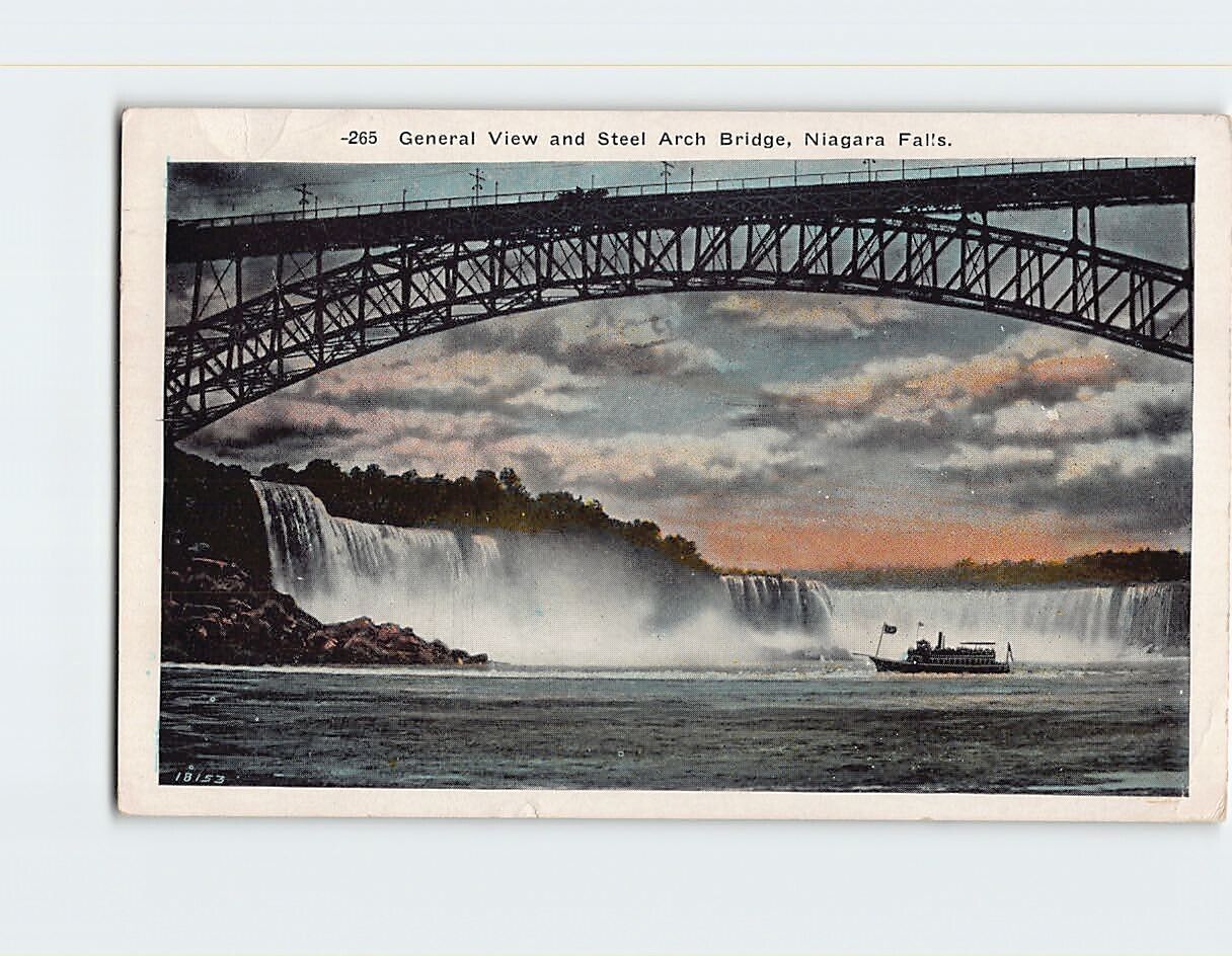 Postcard General View and Steel Arch Bridge, Niagara Falls