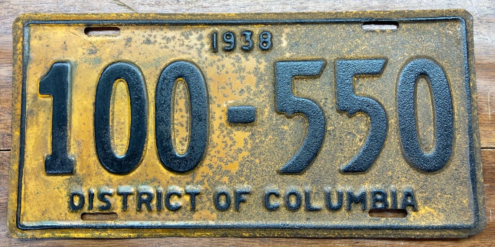 DECENT, SOLID,  1938 WASHINGTON DC, DISTRICT OF COLUMBIA PASSENGER LICENSE PLATE
