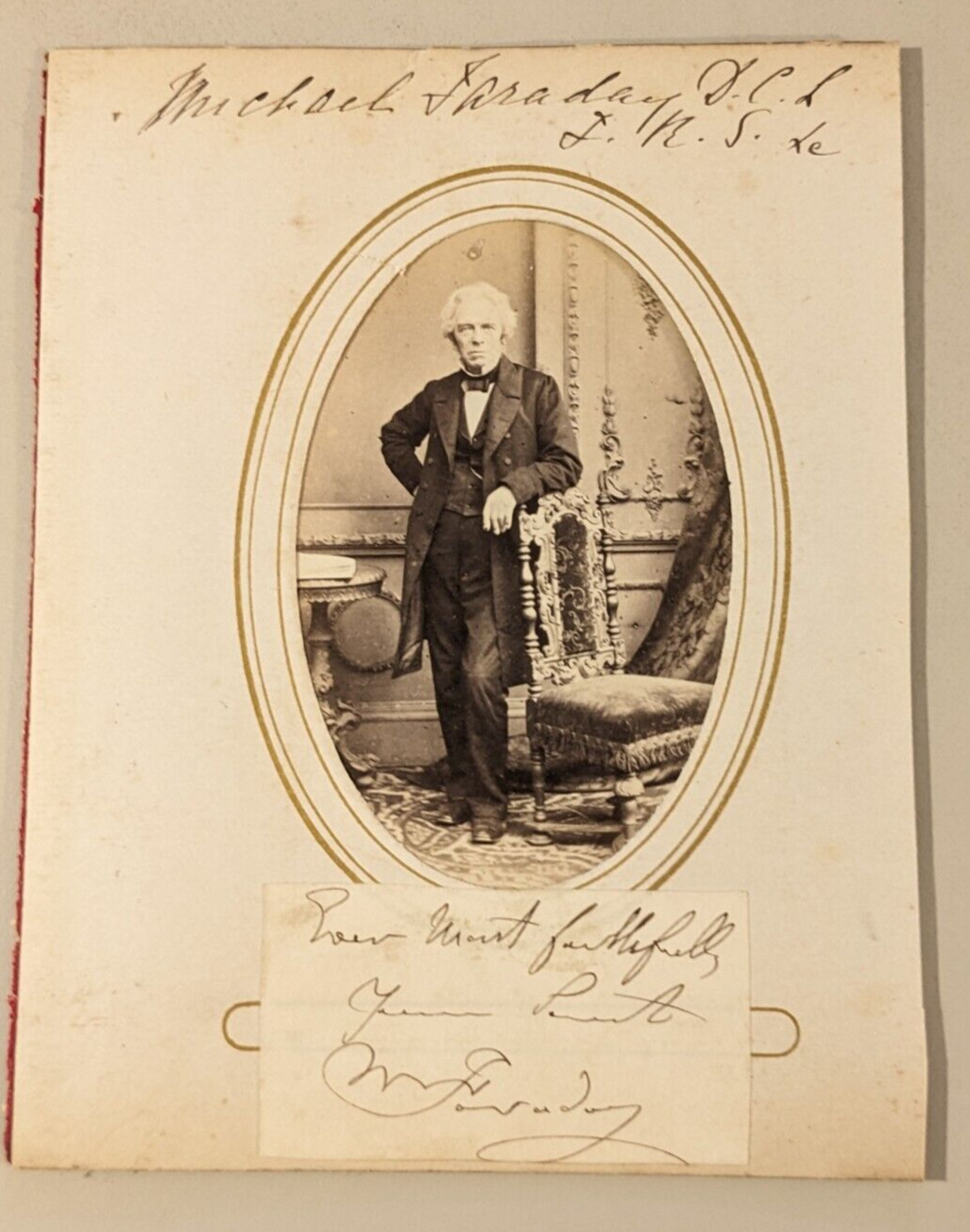 Michael Faraday Autograph Clipped Signature + CDV Photo Signed English Scientist
