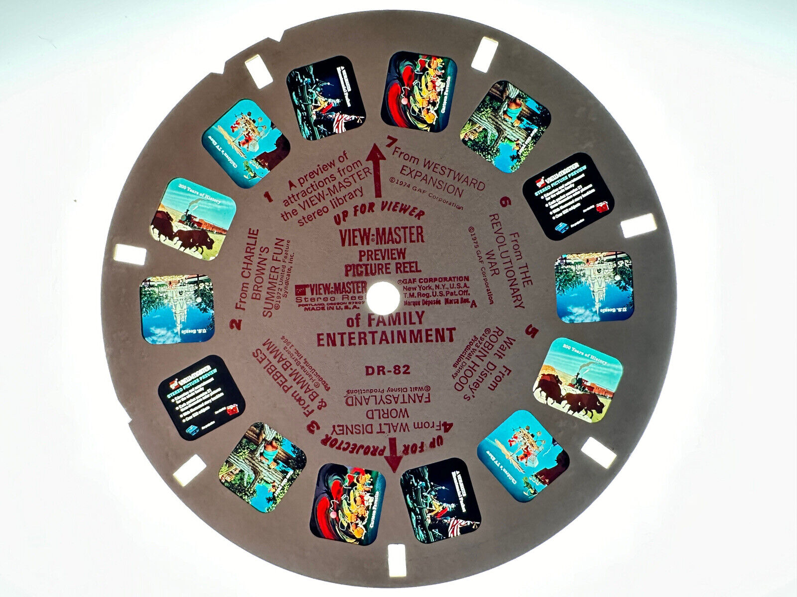 GAF  VIEW-MASTER PREVIEW REEL OF FAMILY ENTERTAINMENT DR 82 WITH SLEEVE