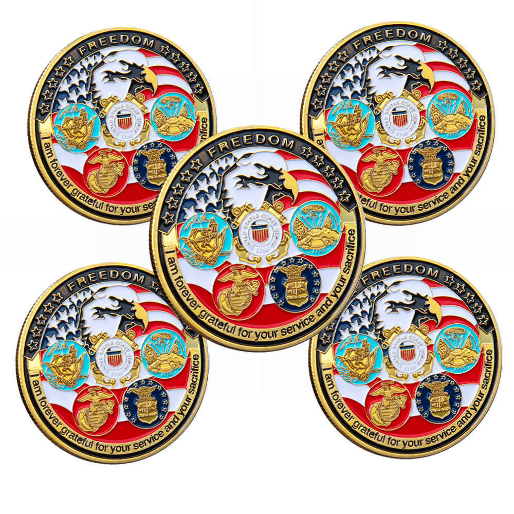 5PCS Army Military Challenge Coin All Branches USCG USMC ARMY NAVY USAF
