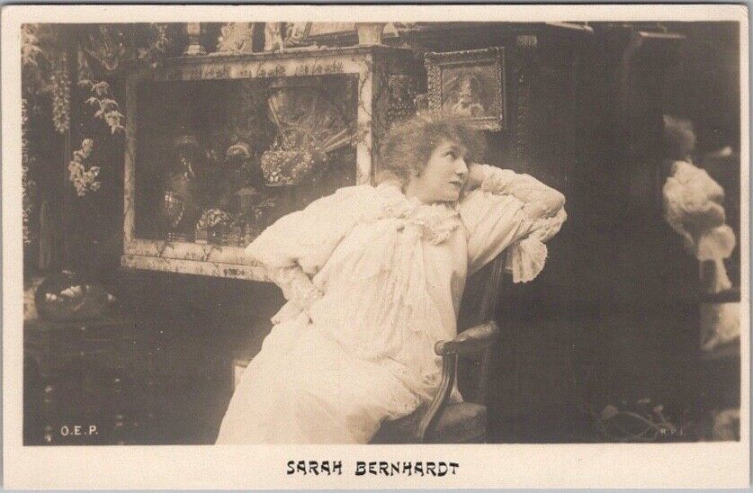 Vintage 1900s Actress SARAH BERNHARDT Real Photo Postcard Stage Actress / Unused