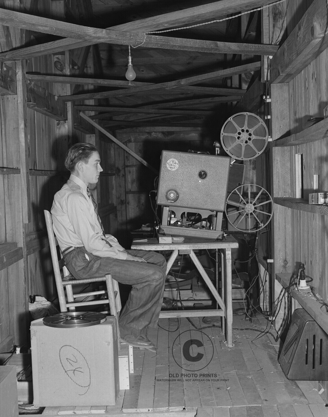 Projectionist Showing Movie Film 1941 Photograph Centralhatchee Georgia 8x10