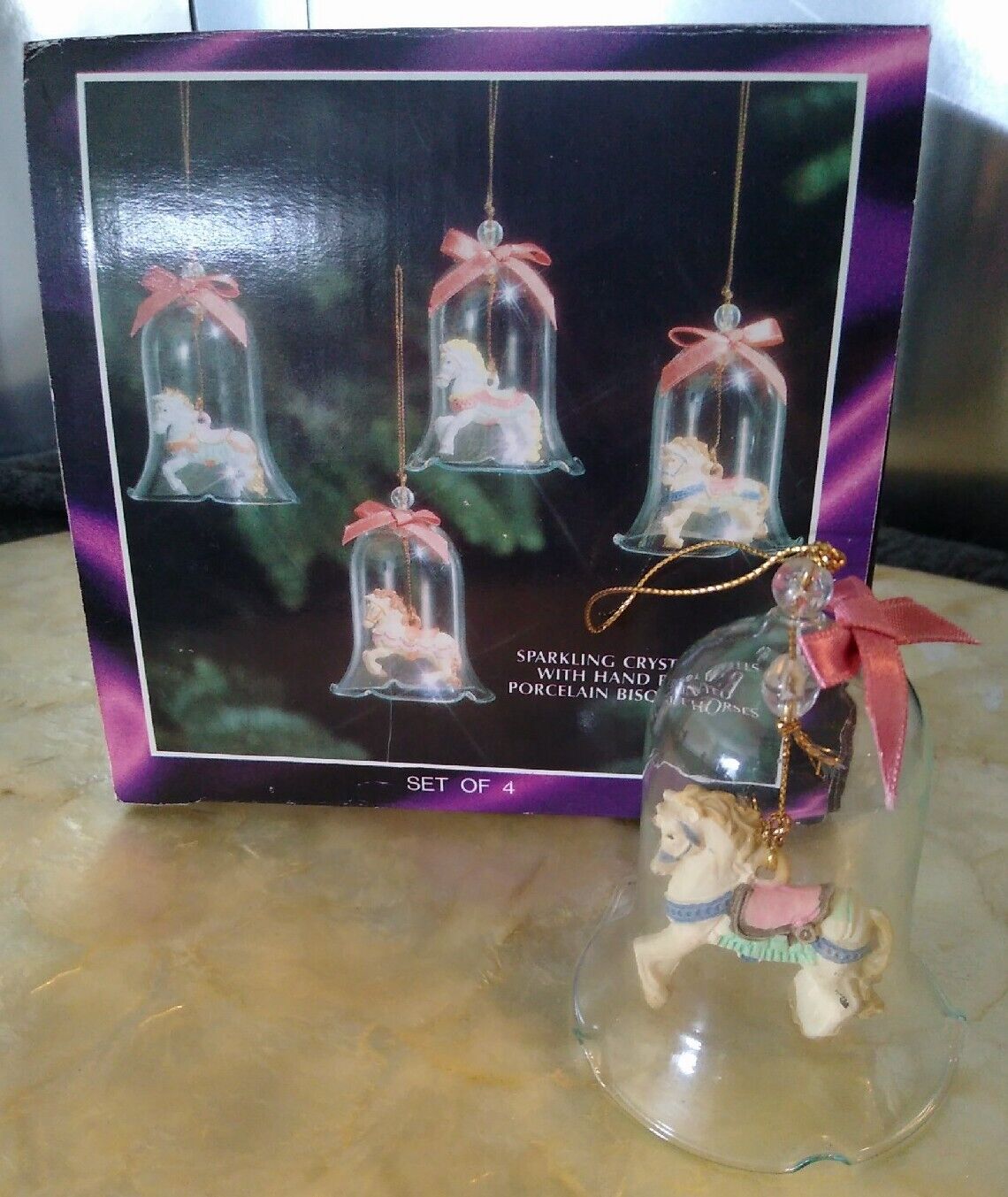 Nostalgic Vintage Christmas Ornaments CAROUSEL Horse Set of 4 in Box 3\