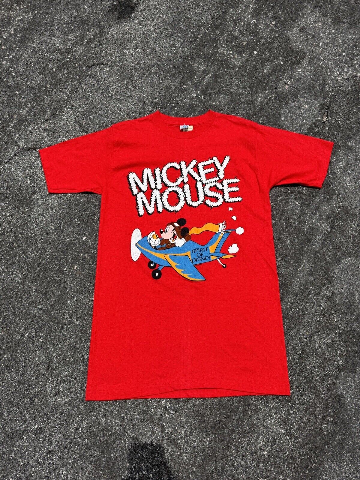 Vintage 80s Mickey Mouse Spirit of Disney Tee Shirt Adult Medium Disney Plane