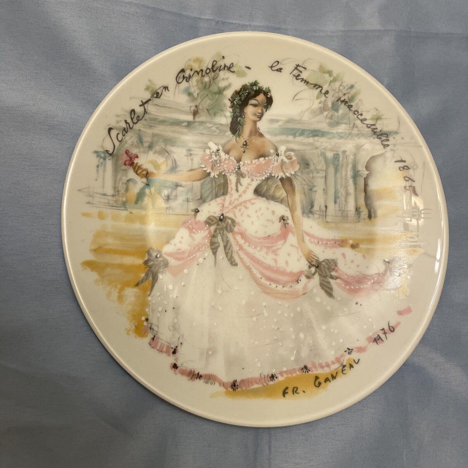 D'Arceau-Limoges les Femmes Du Siecle1865 Scarlet en Crimoline Porcelain Plate