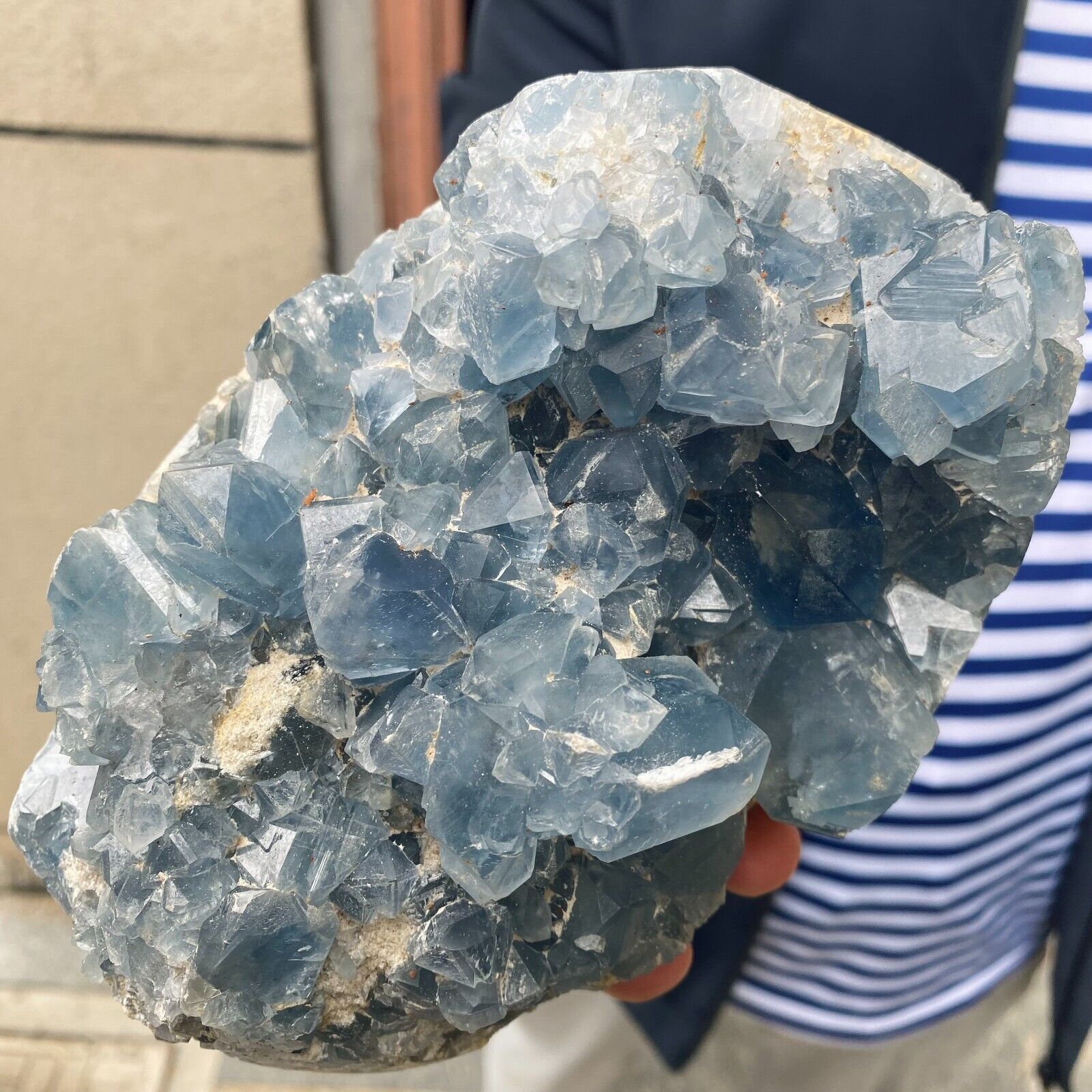 7.01LB Natural Beautiful Blue Celestite Crystal Geode Cave Mineral Specimen