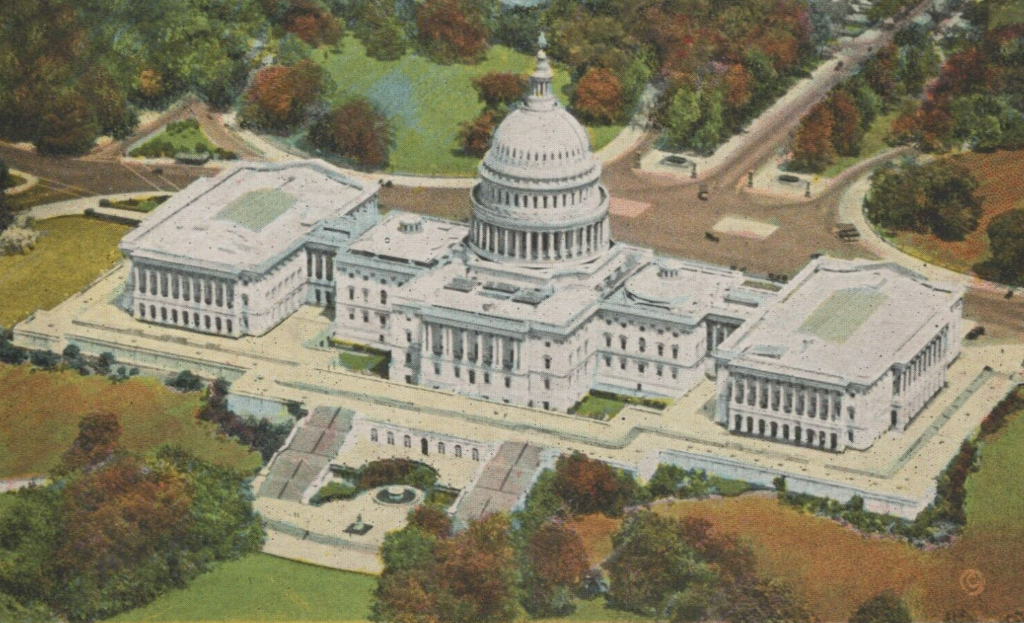 Aerial View of the US Capitol in Washington DC White Border Vintage Post Card