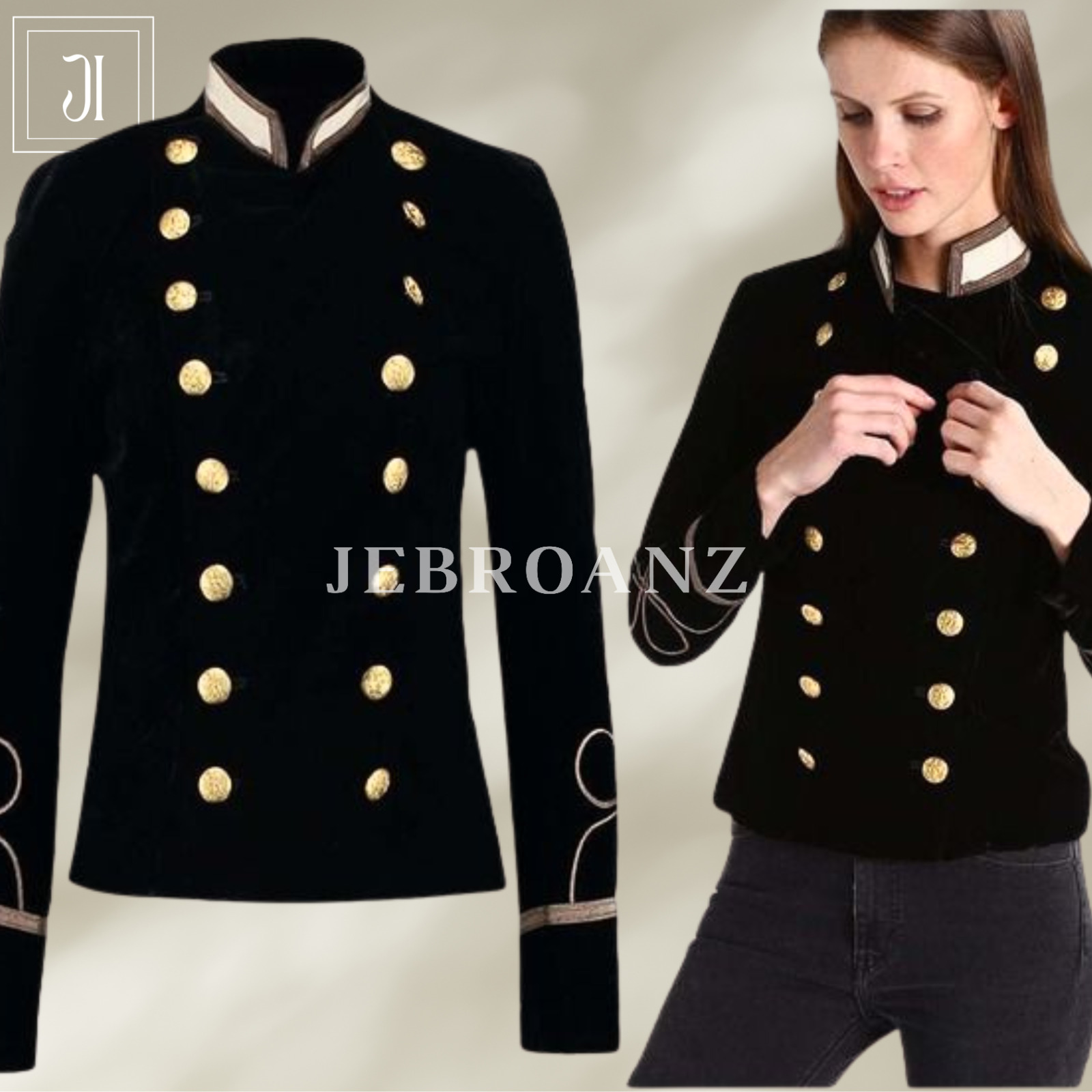 Brand New Black Military Ladies jacket Made to measure Blazer women Wool jacket