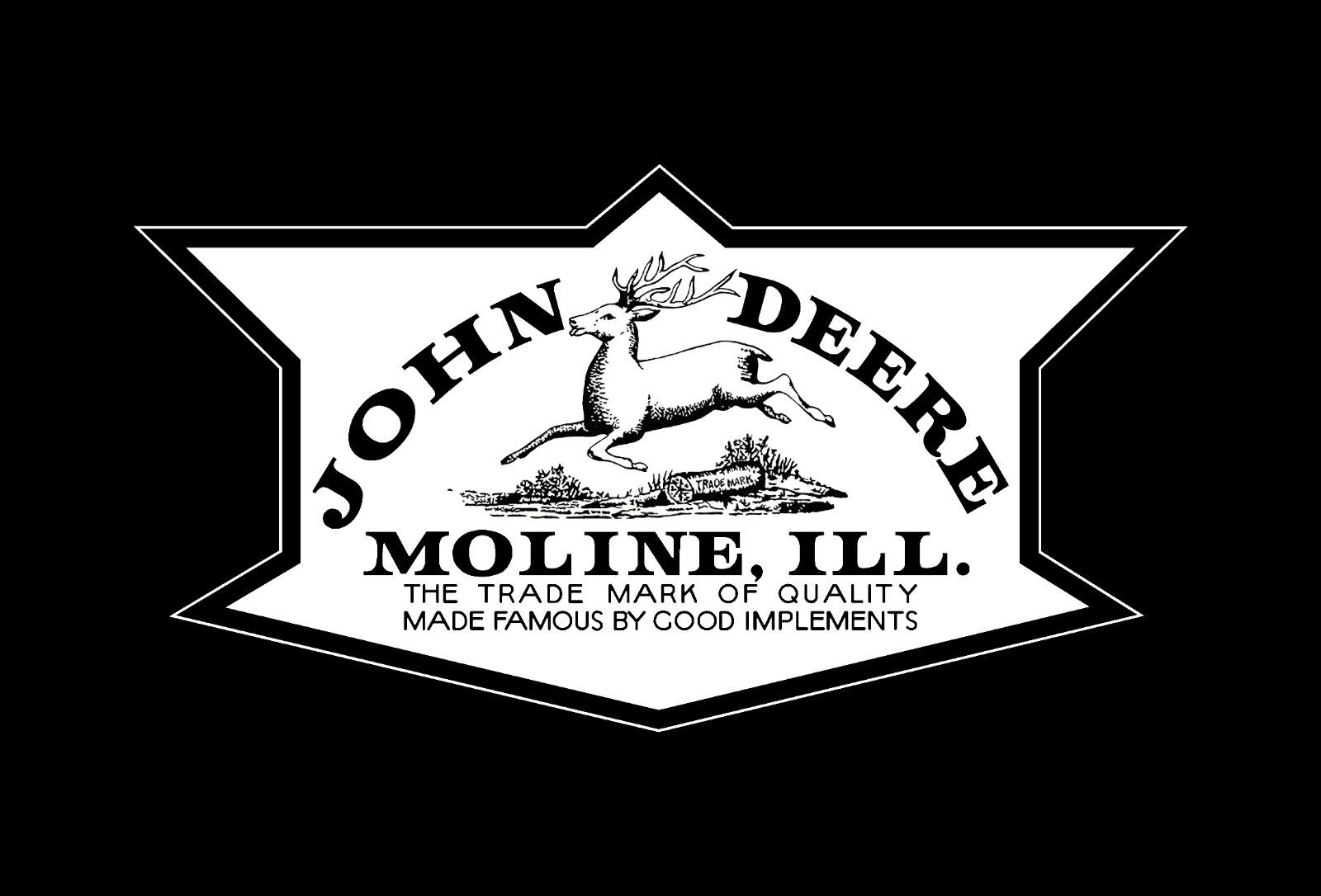 John Deere 1936 & 1912 Vintage Recreated - Black & White Logo - Emblem Decal