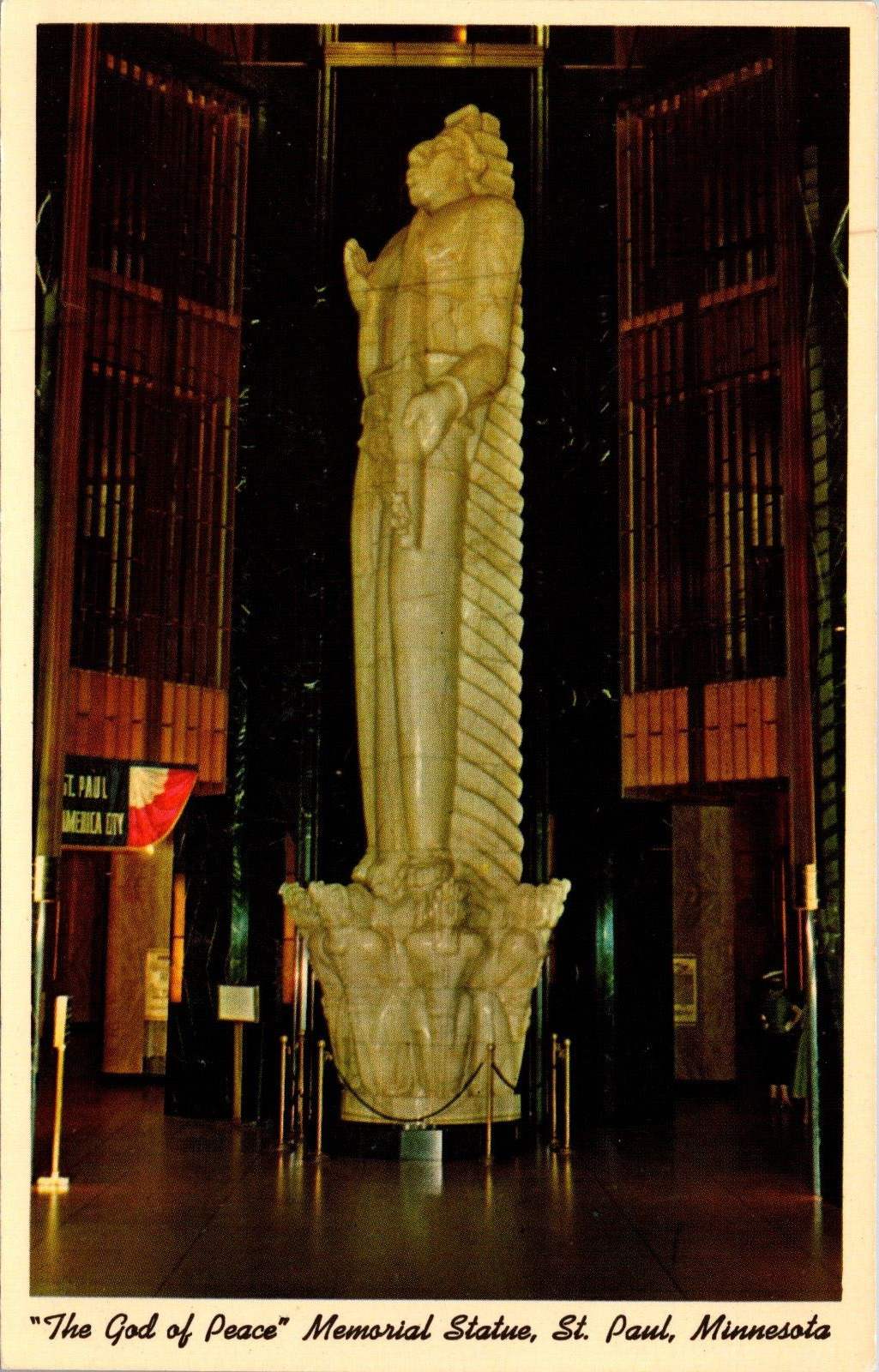 St. Paul City Hall God of Peace Memorial Statue Bob Young Minn. Postcard 6R