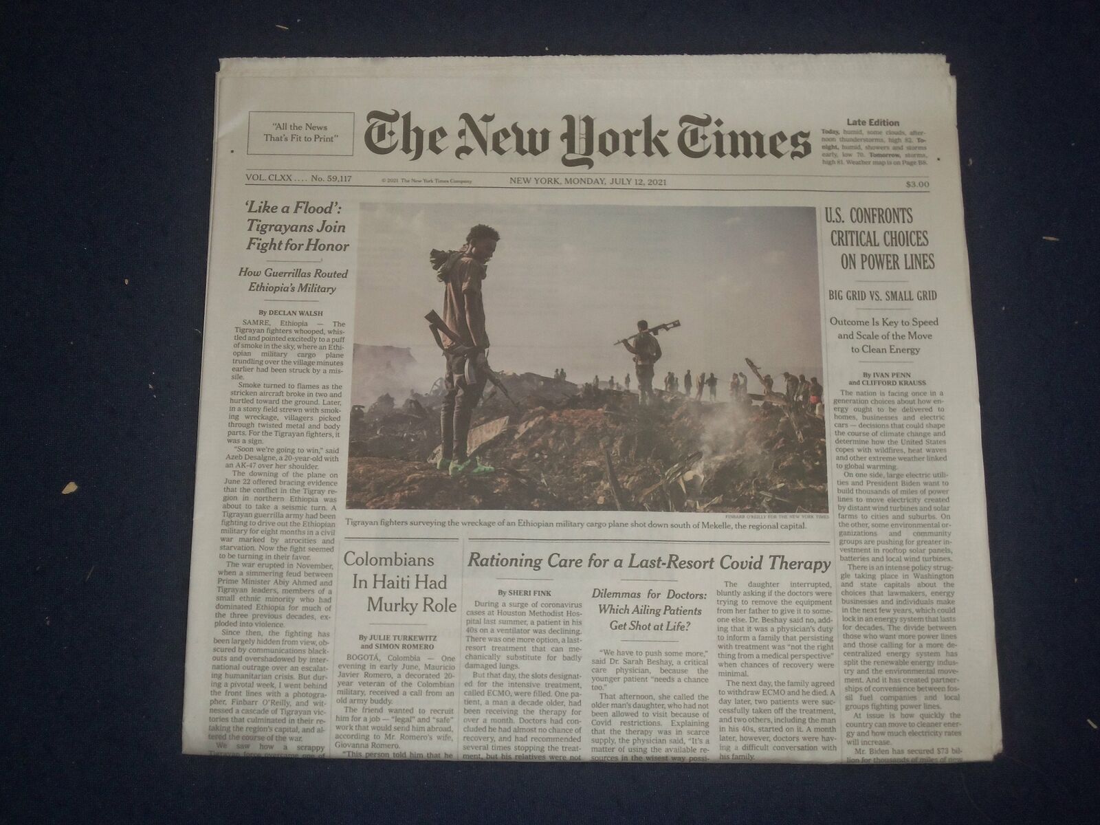 2021 JULY 12 NEW YORK TIMES - U.S. CONFRONTS CRITICAL CHOICES ON POWER LINES