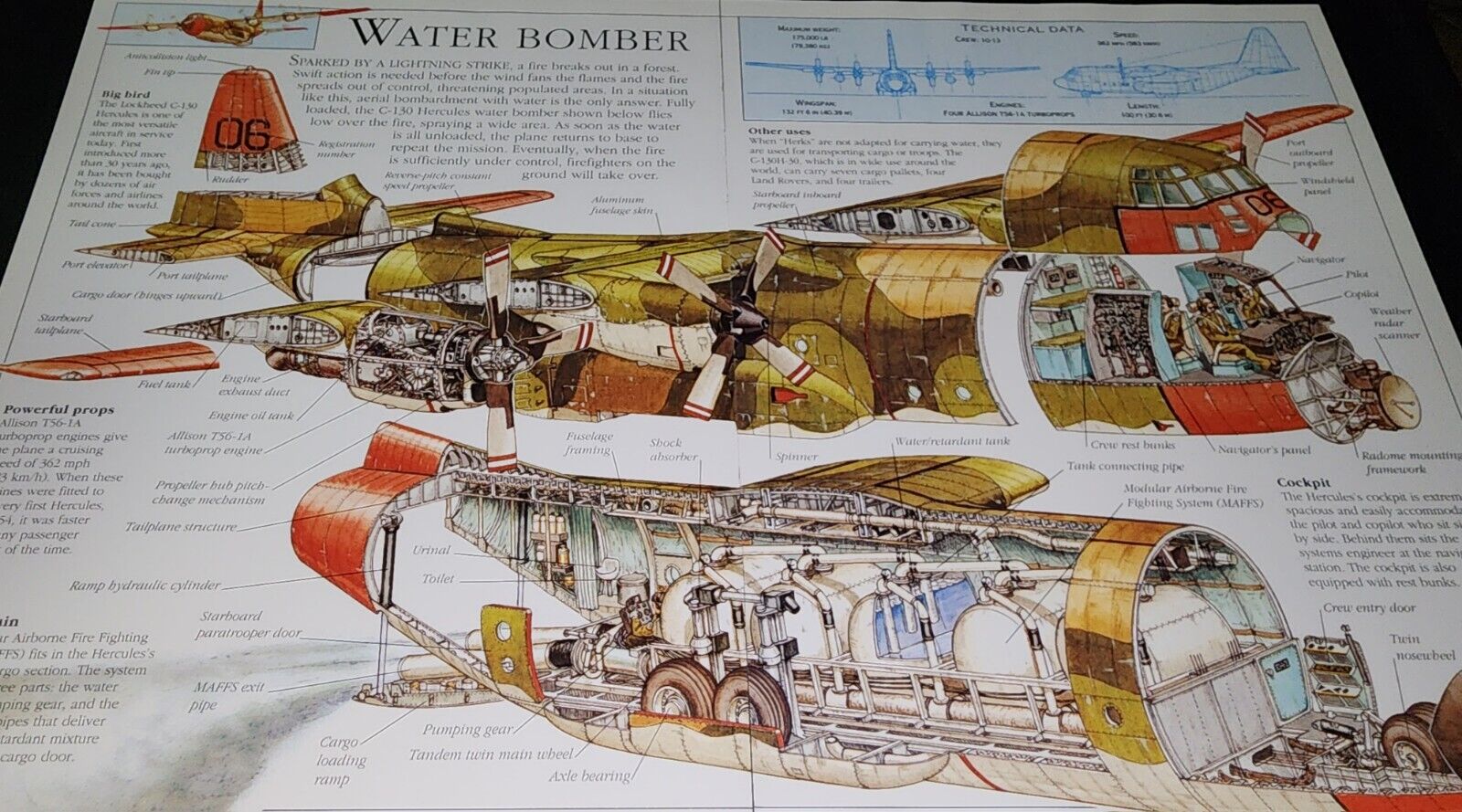 WATER BOMBER ~ Lockheed C-130 Hercules Illustrated Collectible Aircraft Print