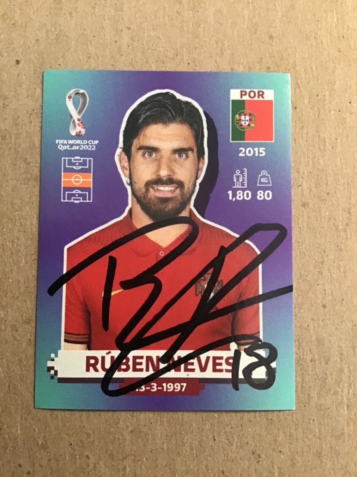 Ruben Neves, Portugal 🇵🇹 Panini FIFA World Cup 2022 hand signed