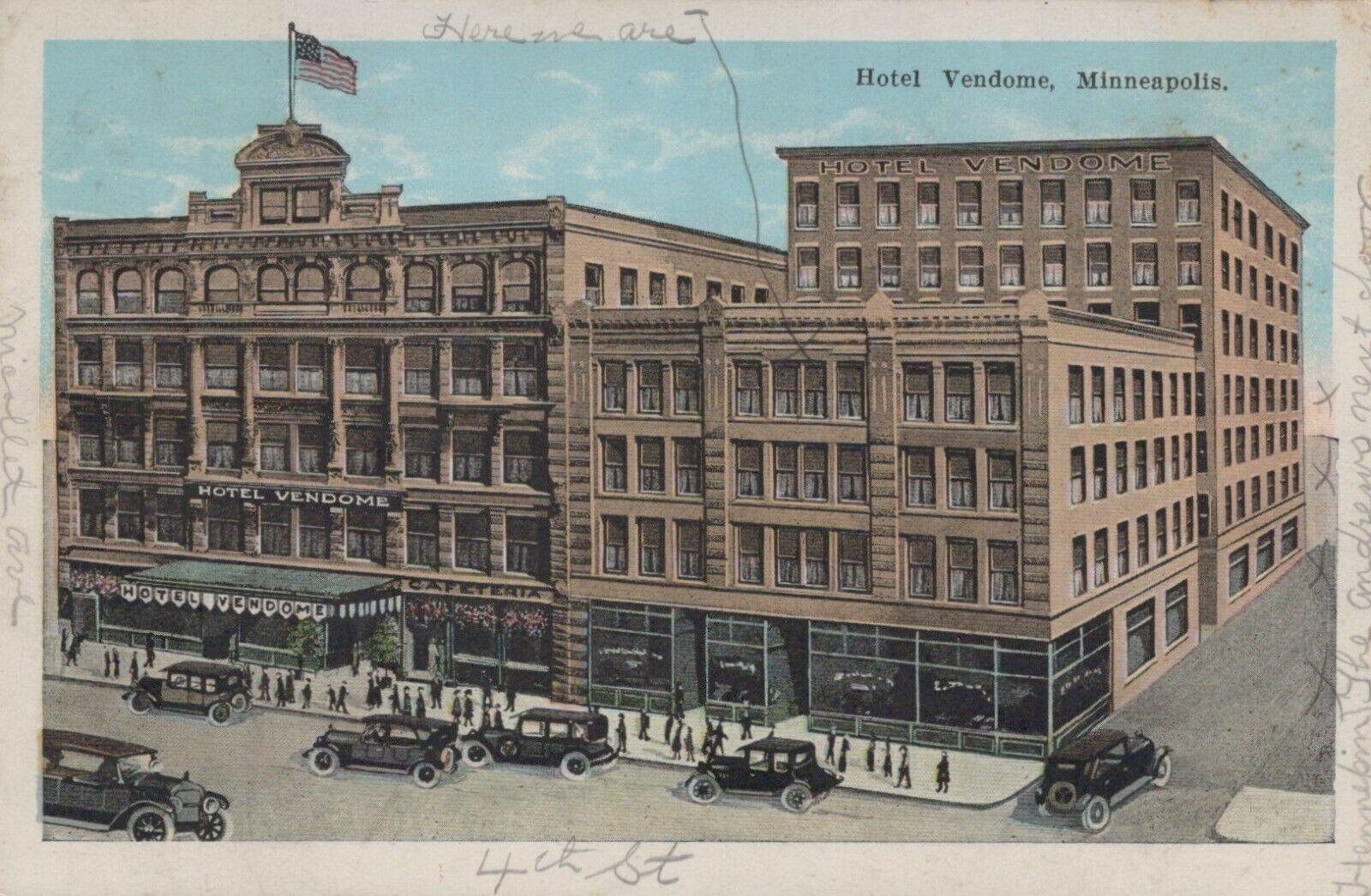Hotel Vendome Minneapolis Minnesota Written On Vintage White Border Post Card 