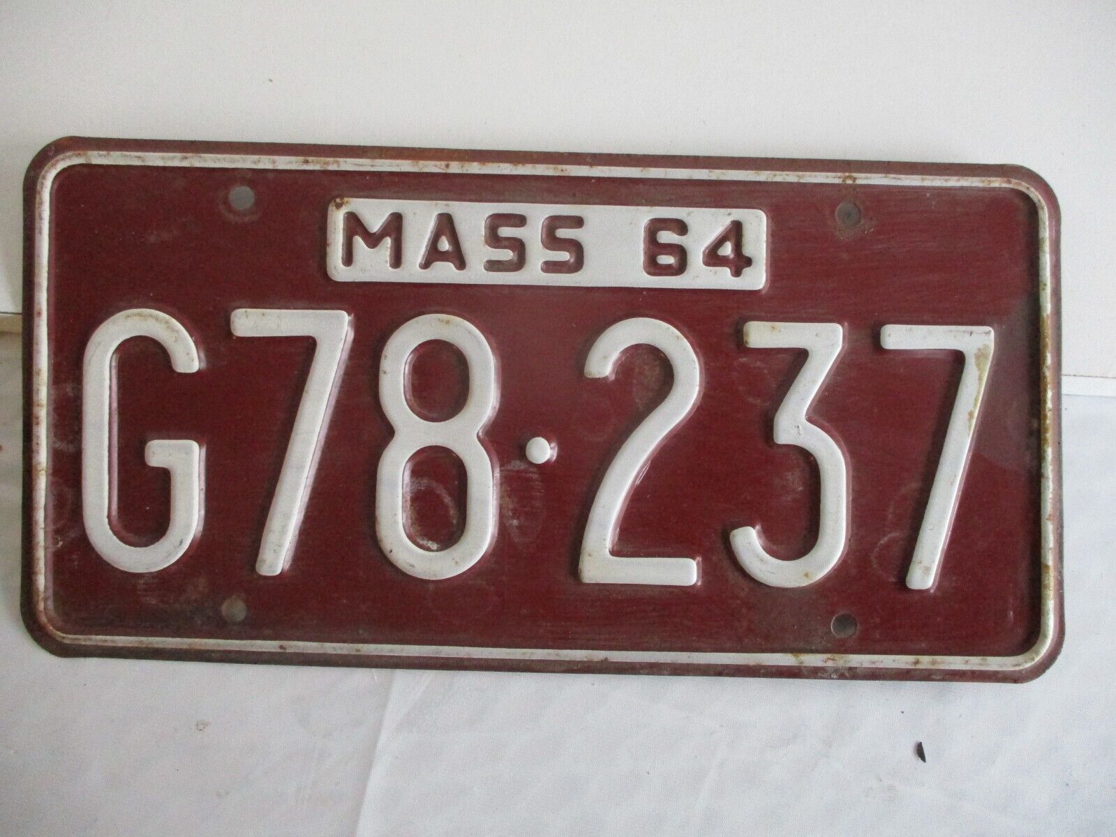 1964 Massachusetts License Plate Tag G78237